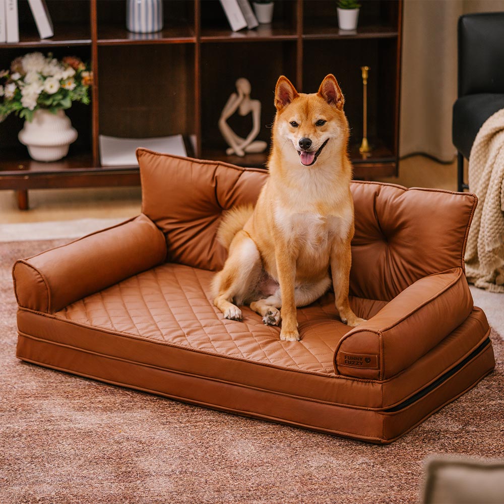 Luxe Faux Leather Foldable Orthopedic Large Dog Bed - CoreLounge - D... detail view 17 | Petix pet supplies for dogs and cats