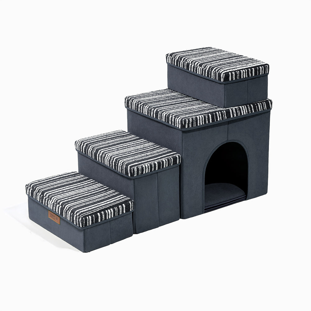 SnugNest Textured Stripe Dog Stairs with Storage - Dog Stairs detail view 14 | Petix pet supplies for dogs and cats
