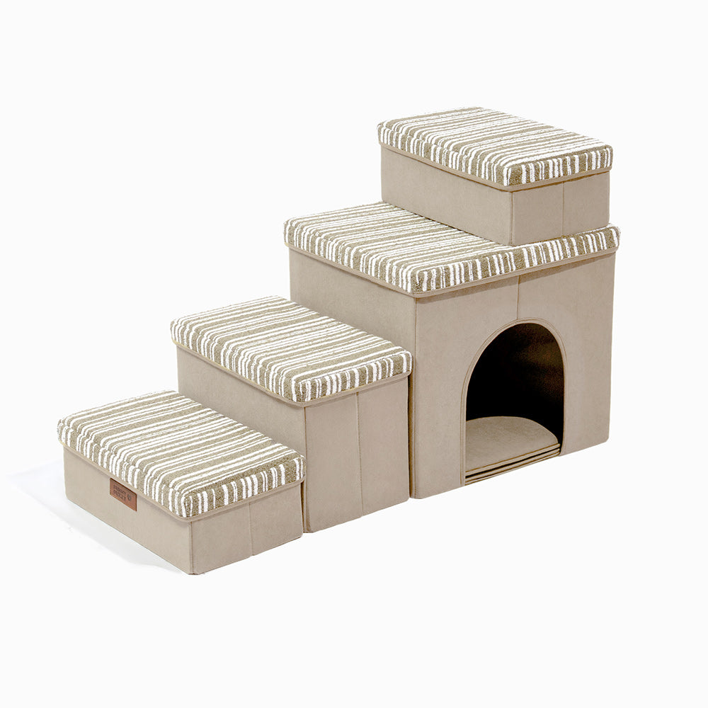 SnugNest Textured Stripe Dog Stairs with Storage - Dog Stairs detail view 16 | Petix pet supplies for dogs and cats