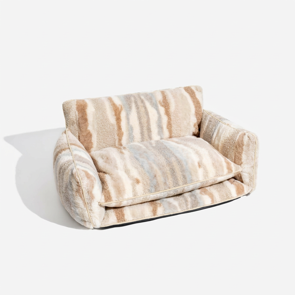 Trendy Striped Faux Lambswool Double Layer Dog & Cat Sofa Bed - Outdoor