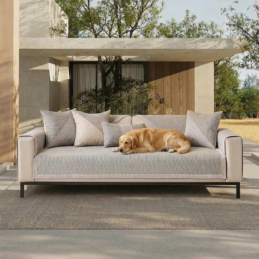 Breathable Woven Cotton Linen Non-Slip Outdoor Couch Cover - Couch Cover detail view 3 | Petix pet supplies for dogs and cats
