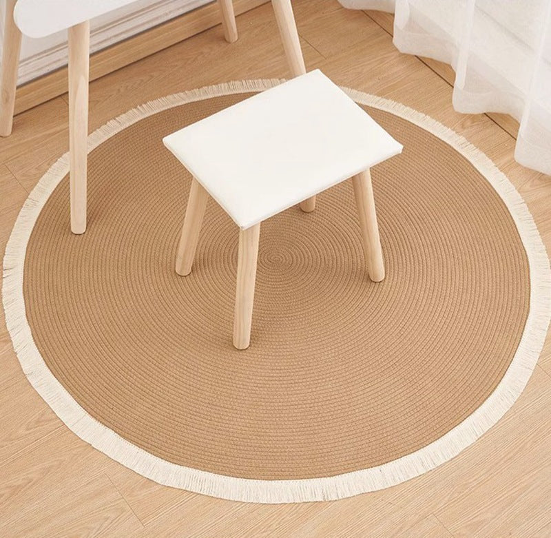 Nordic Handwoven Durable Cat Scratch Mat Rug with Fringe - Rug detail view 10 | Petix pet supplies for dogs and cats