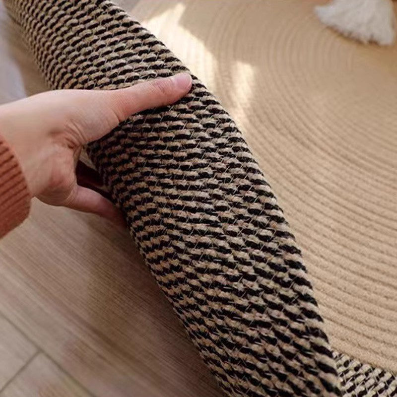 Nordic Handwoven Durable Cat Scratch Mat Rug with Fringe - Rug detail view 7 | Petix pet supplies for dogs and cats