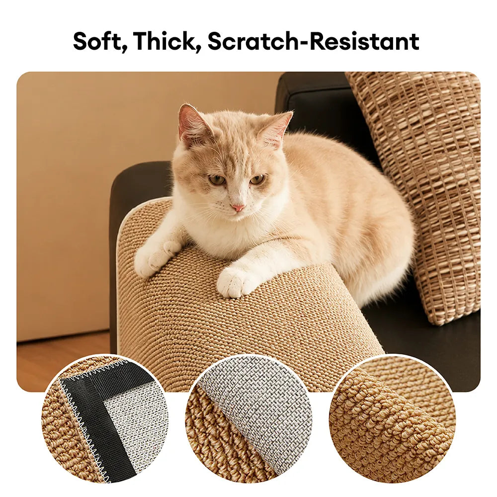 Adjustable Faux Sisal Scratch-Resistant Sofa Armrest Protector Cover... detail view 4 | Petix pet supplies for dogs and cats