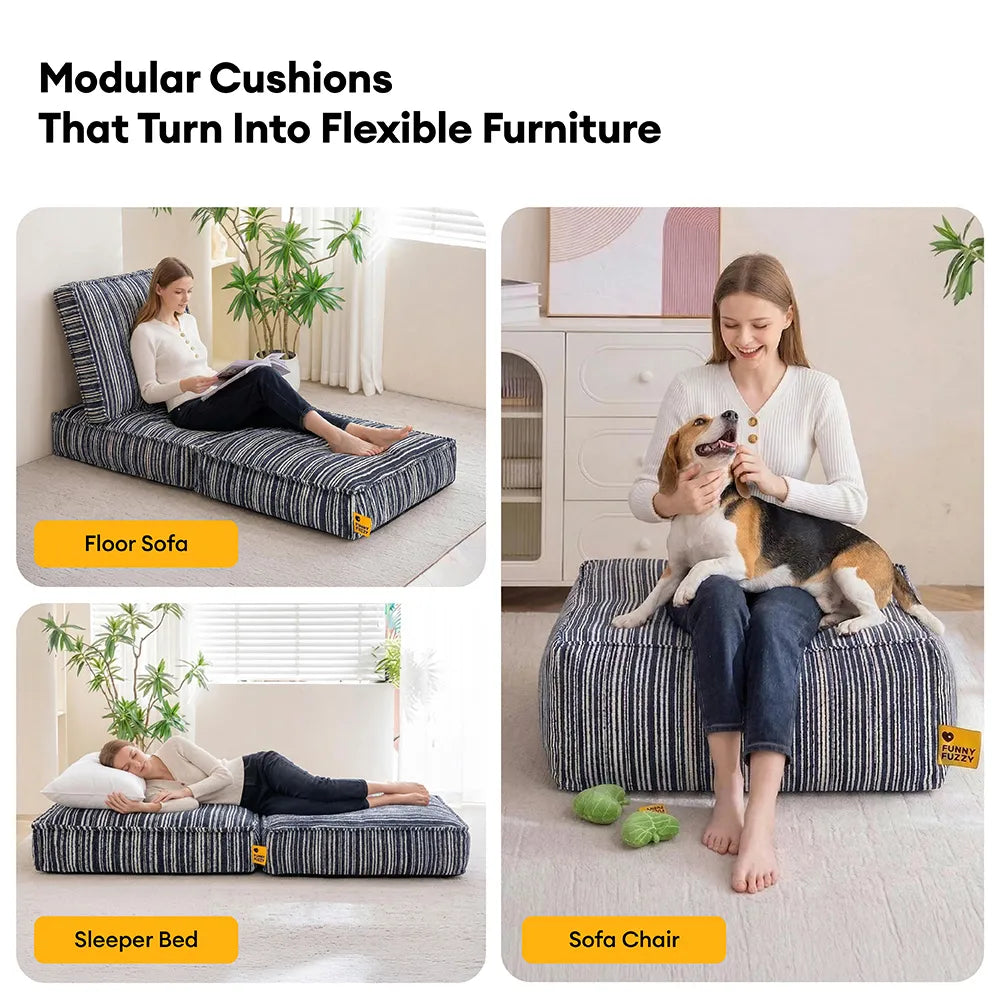 SnugNest Textured Stripe Storage Ottoman Dog Bed - Dog Beds detail view 14 | Petix pet supplies for dogs and cats