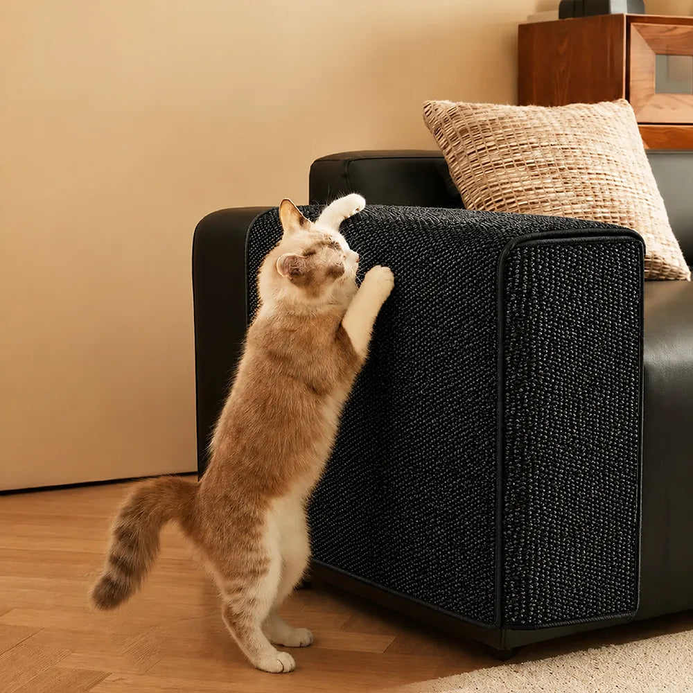 Adjustable Faux Sisal Scratch-Resistant Sofa Armrest Pro... lifestyle and size view 11 | Petix pet supplies for dogs and cats