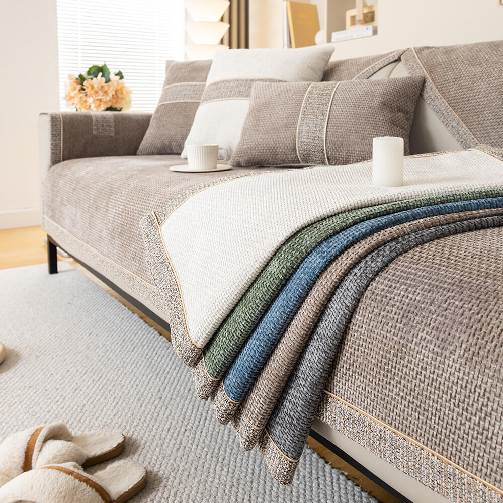 All-Season Modern Tweed Woven Chenille Anti-Slip Outdoor Couch Cover... detail view 13 | Petix pet supplies for dogs and cats