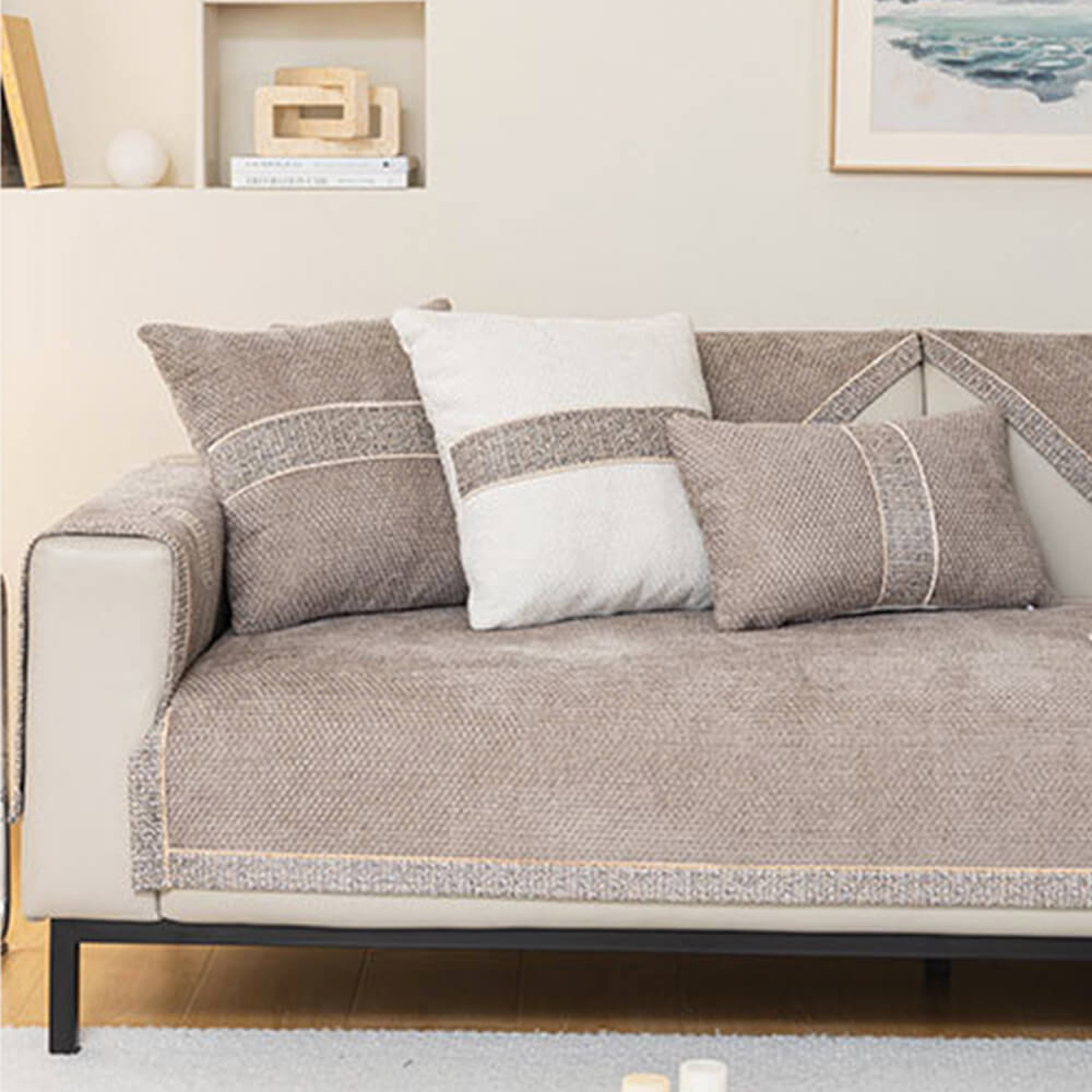 All-Season Modern Tweed Woven Chenille Anti-Slip Outdoor Couch Cover... detail view 10 | Petix pet supplies for dogs and cats