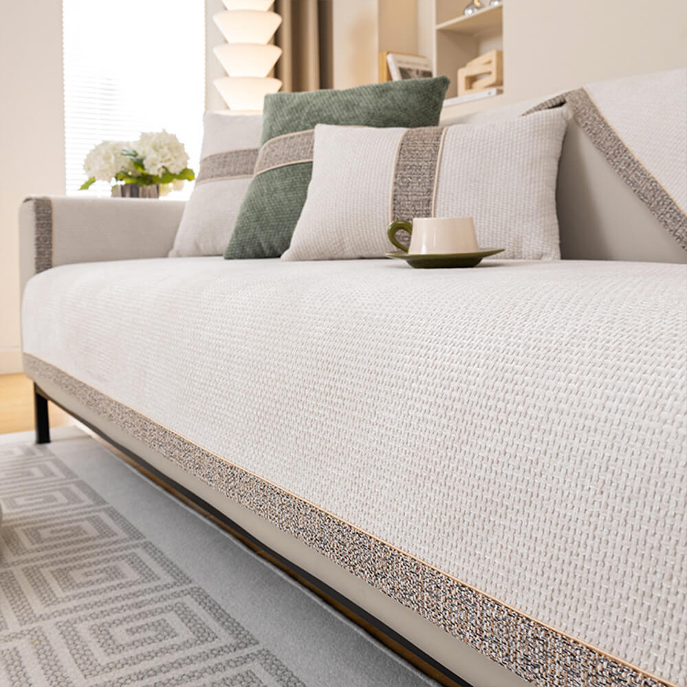 All-Season Modern Tweed Woven Chenille Anti-Slip Outdoor Couch Cover... detail view 16 | Petix pet supplies for dogs and cats