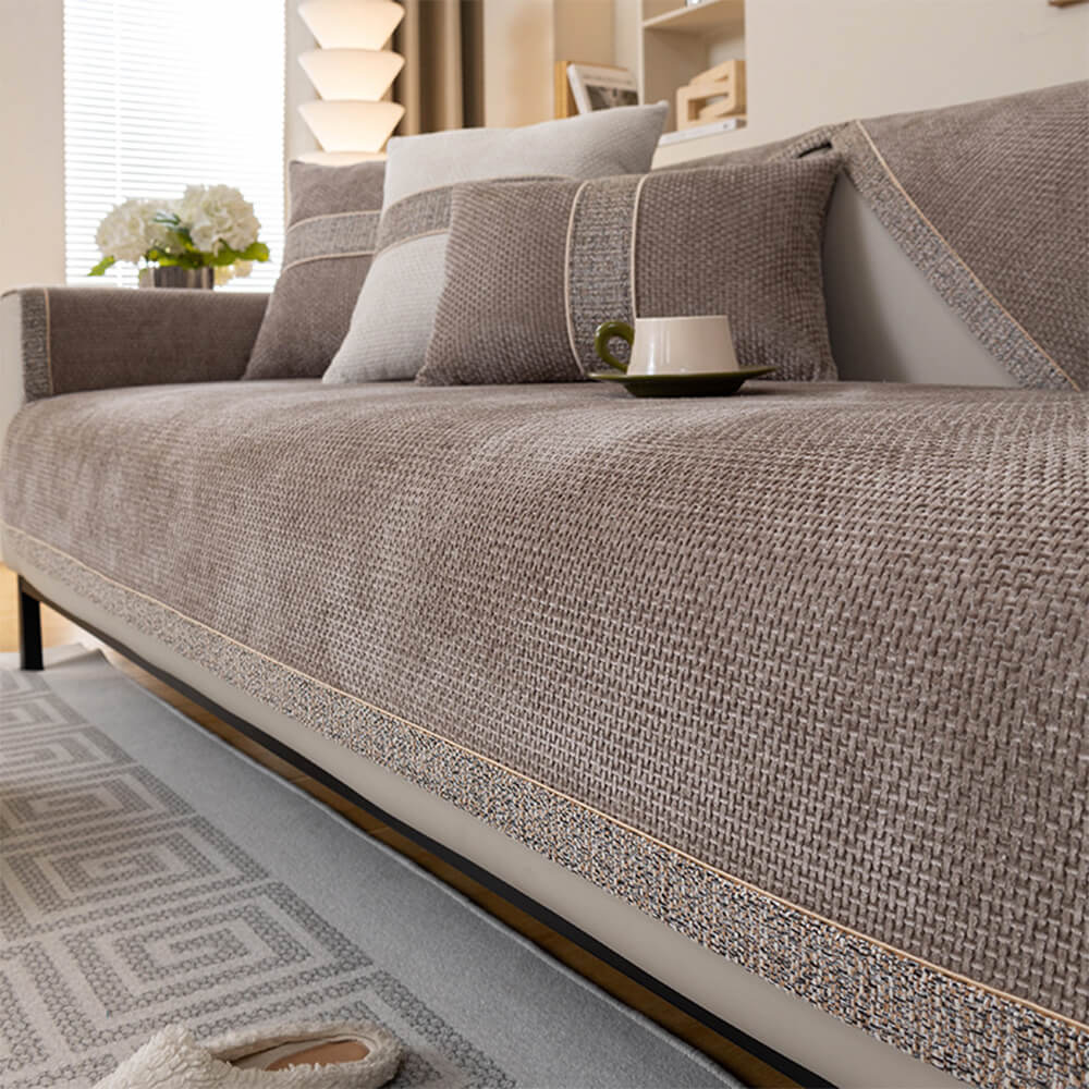 All-Season Modern Tweed Woven Chenille Anti-Slip Outdoor Couch Cover... detail view 6 | Petix pet supplies for dogs and cats