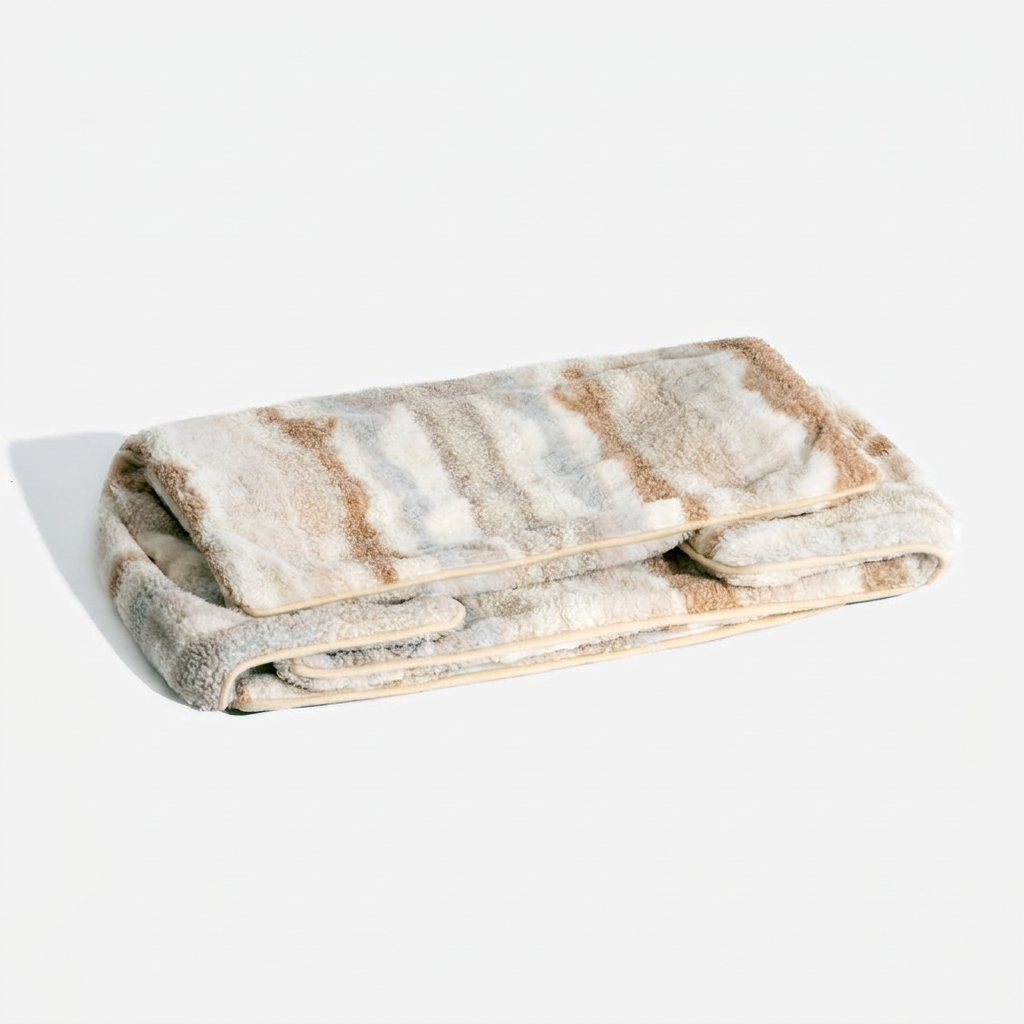 Trendy Striped Faux Lambswool Double Layer Dog & Cat Sofa Bed - Outdoor