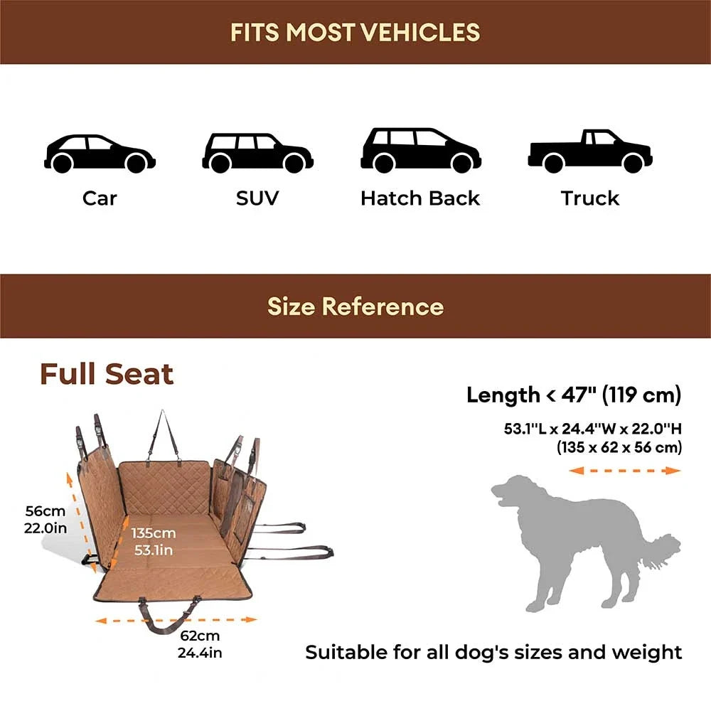 Premium Faux Leather Water-repellent Hammock Dog Car Seat Cover With... detail view 10 | Petix pet supplies for dogs and cats
