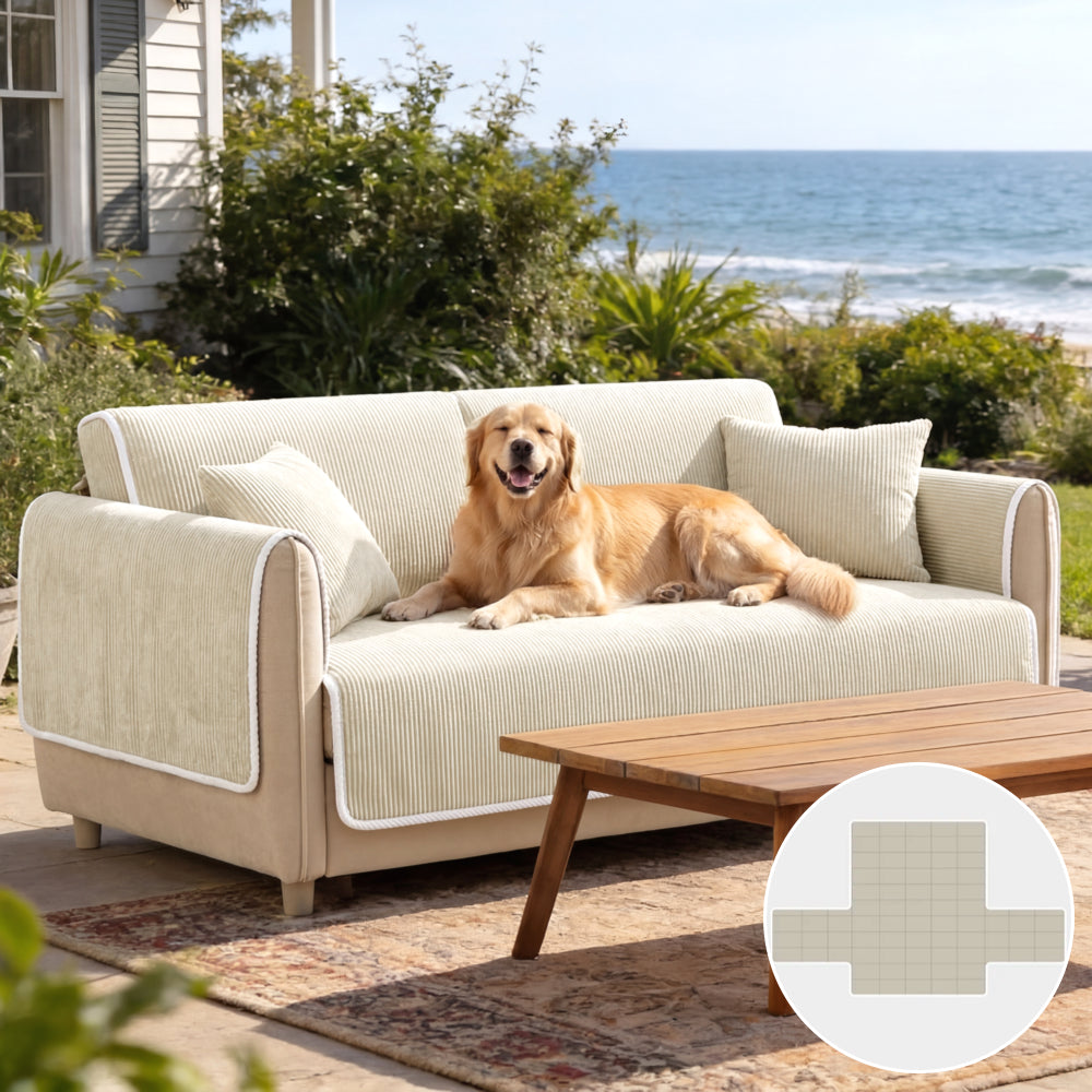 All-Season Anti-Slip Striped Pet Rug Furniture Protector with Armrest... detail view 5 | Petix pet supplies for dogs and cats