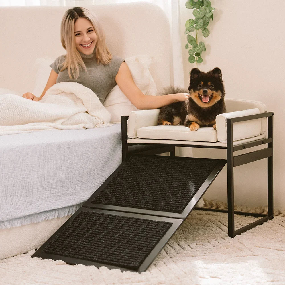 Elevated Pet Sofa Bed with Stairs Ramp for Bedside Lounge or Dog Win... detail view 13 | Petix pet supplies for dogs and cats