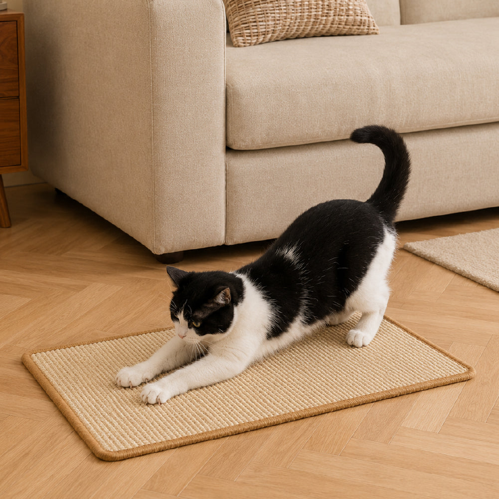Faux Sisal Cat Scratcher Mat Sofa Protector with Velcro Tape - Scratc... detail view 2 | Petix pet supplies for dogs and cats