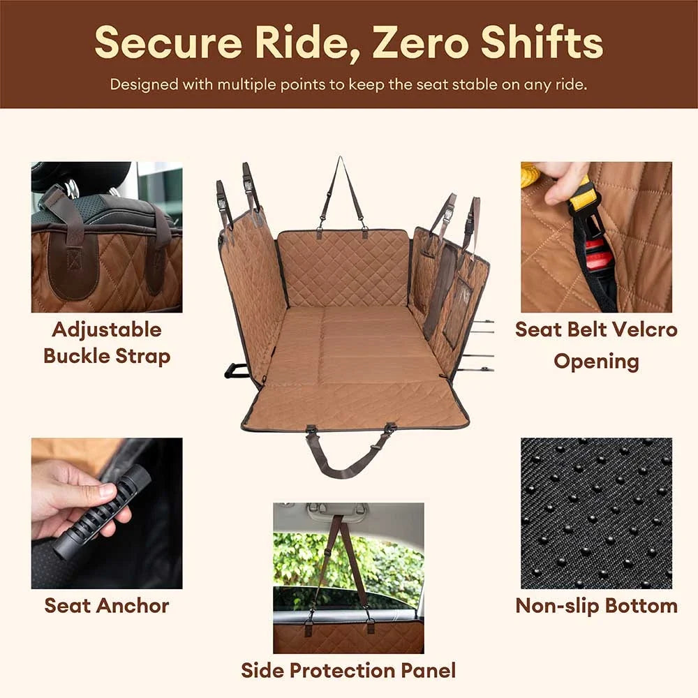 Premium Faux Leather Water-repellent Hammock Dog Car Seat Cover With... detail view 6 | Petix pet supplies for dogs and cats