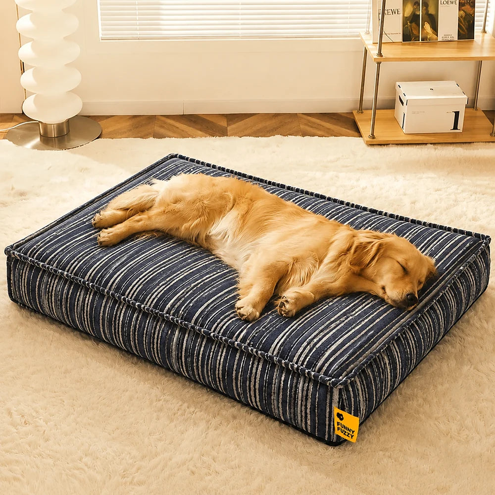 SnugNest Textured Stripe Storage Ottoman Dog Bed - Dog Beds detail view 6 | Petix pet supplies for dogs and cats