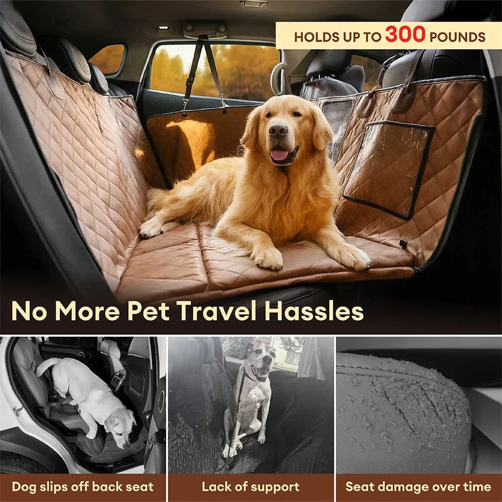 Premium Faux Leather Water-repellent Hammock Dog Car Seat Cover - Rid... detail view 3 | Petix pet supplies for dogs and cats