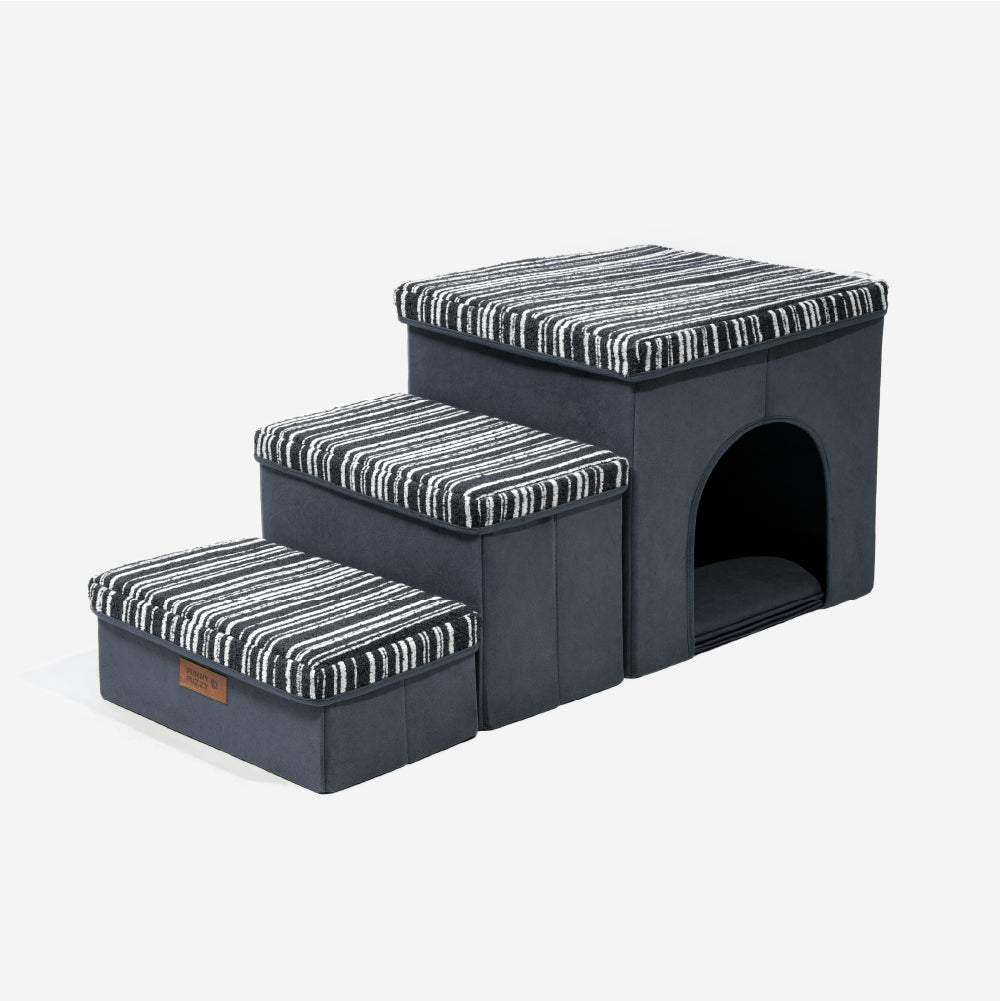 SnugNest Textured Stripe Dog Stairs with Storage - Dog Stairs detail view 13 | Petix pet supplies for dogs and cats