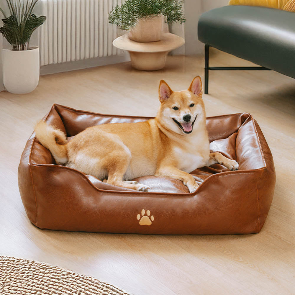 Luxury Faux Leather Waterproof Removable Dog Sofa Bed - Dog Beds detail view 2 | Petix pet supplies for dogs and cats