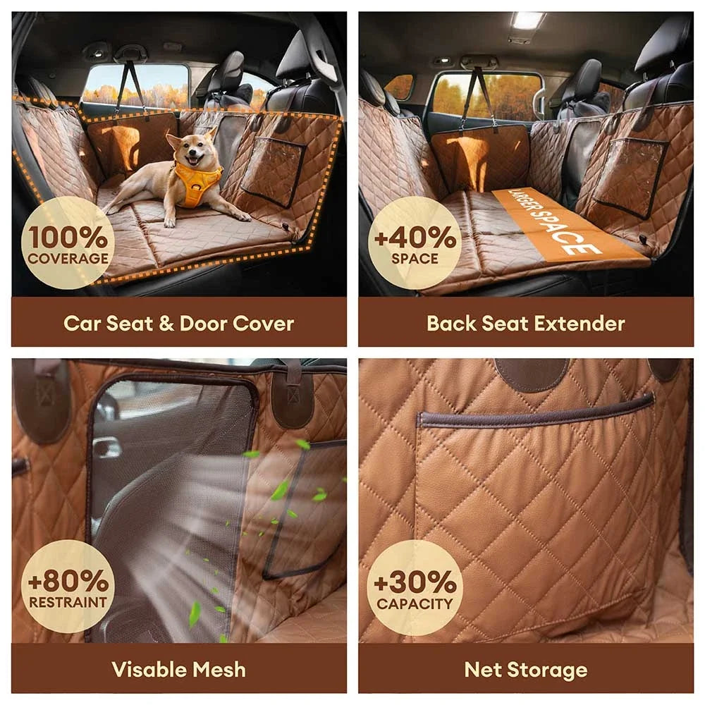 Premium Faux Leather Water-repellent Hammock Dog Car Seat Cover With... detail view 3 | Petix pet supplies for dogs and cats
