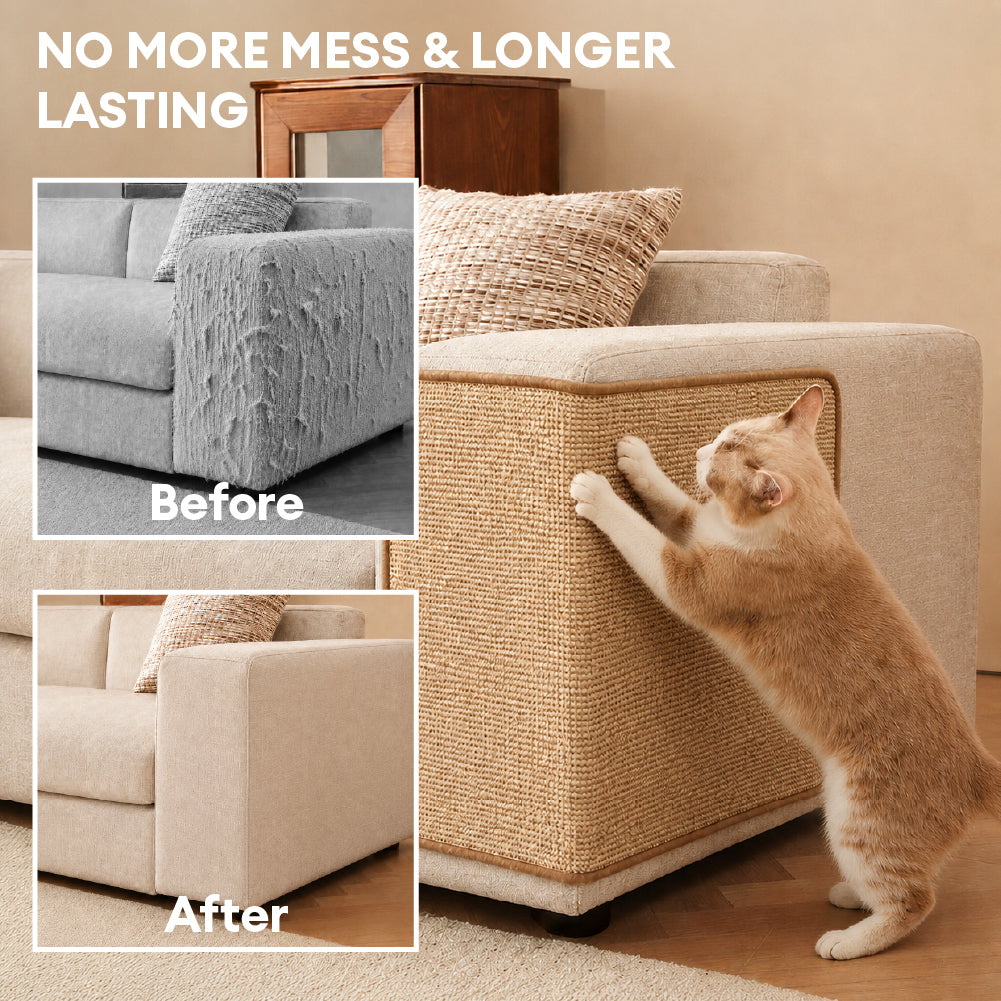 Faux Sisal Cat Scratcher Mat Sofa Protector with Velcro Tape - Scratc... detail view 4 | Petix pet supplies for dogs and cats