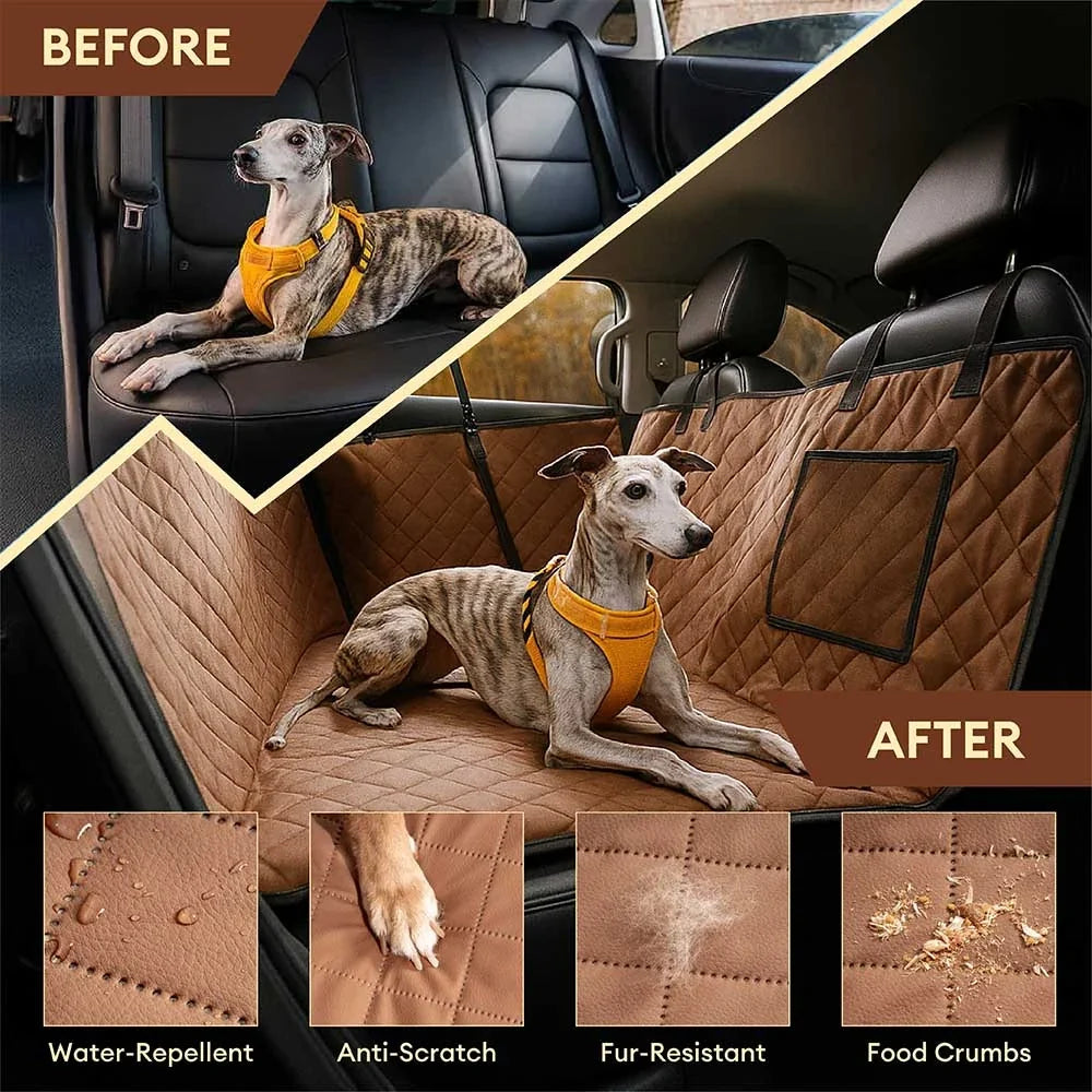 Premium Faux Leather Water-repellent Hammock Dog Car Seat Cover With... detail view 8 | Petix pet supplies for dogs and cats