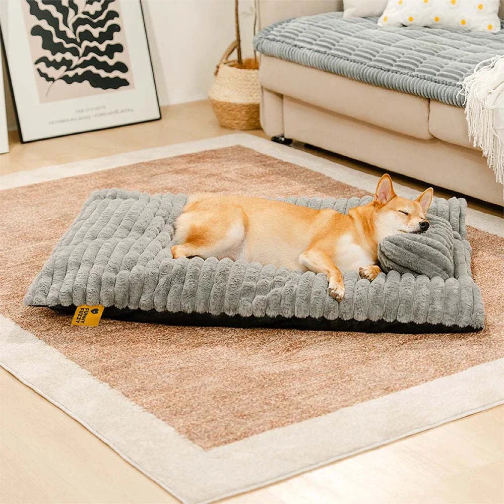 Plush Fluffy Thick Comfort Calming Dog Bed with Pillow - Dog Beds detail view 9 | Petix pet supplies for dogs and cats