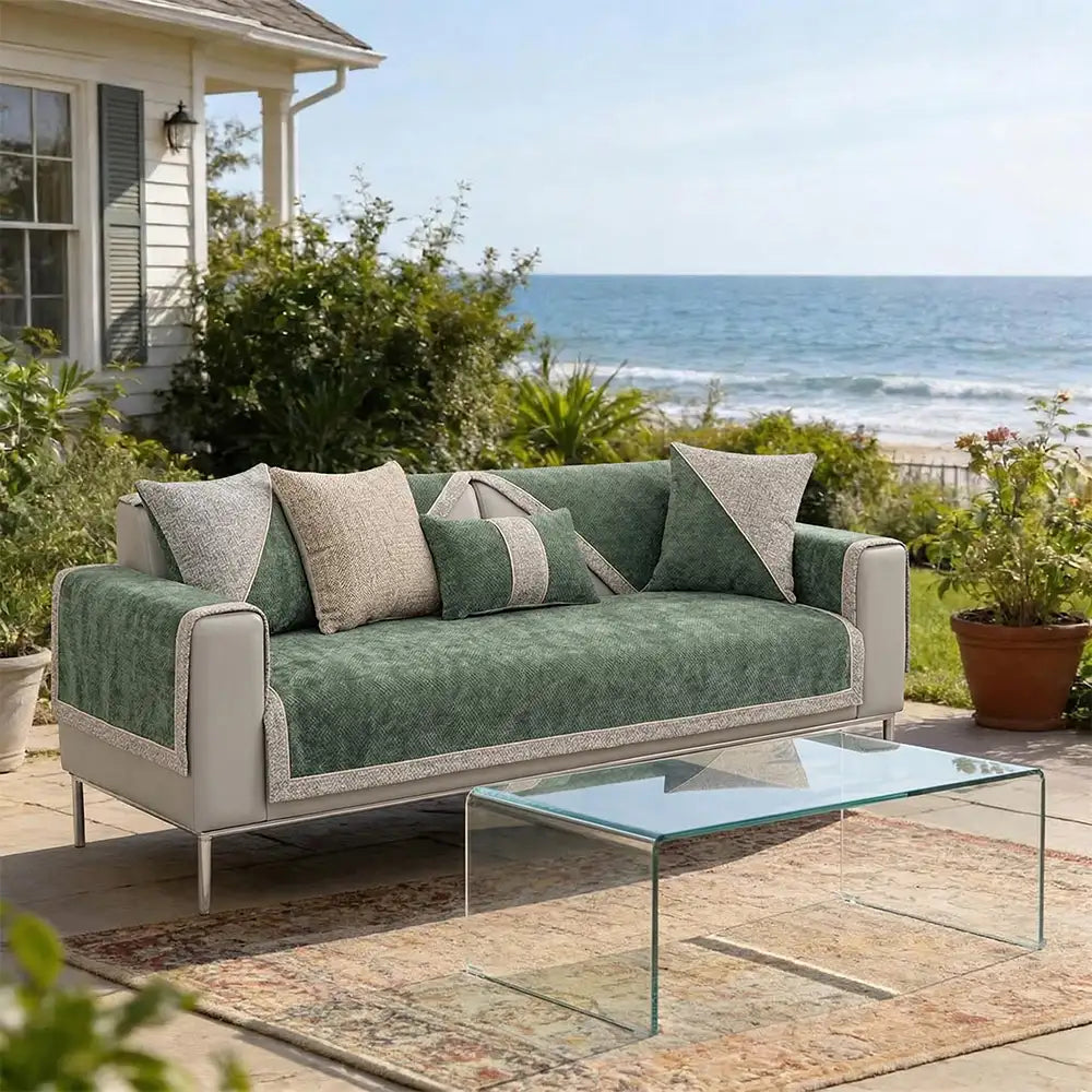 All-Season Modern Tweed Woven Chenille Anti-Slip Outdoor Couch Cover... detail view 5 | Petix pet supplies for dogs and cats