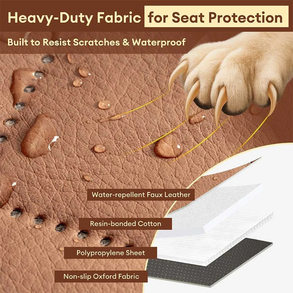 Premium Faux Leather Water-repellent Hammock Dog Car Seat Cover - Rid... detail view 4 | Petix pet supplies for dogs and cats