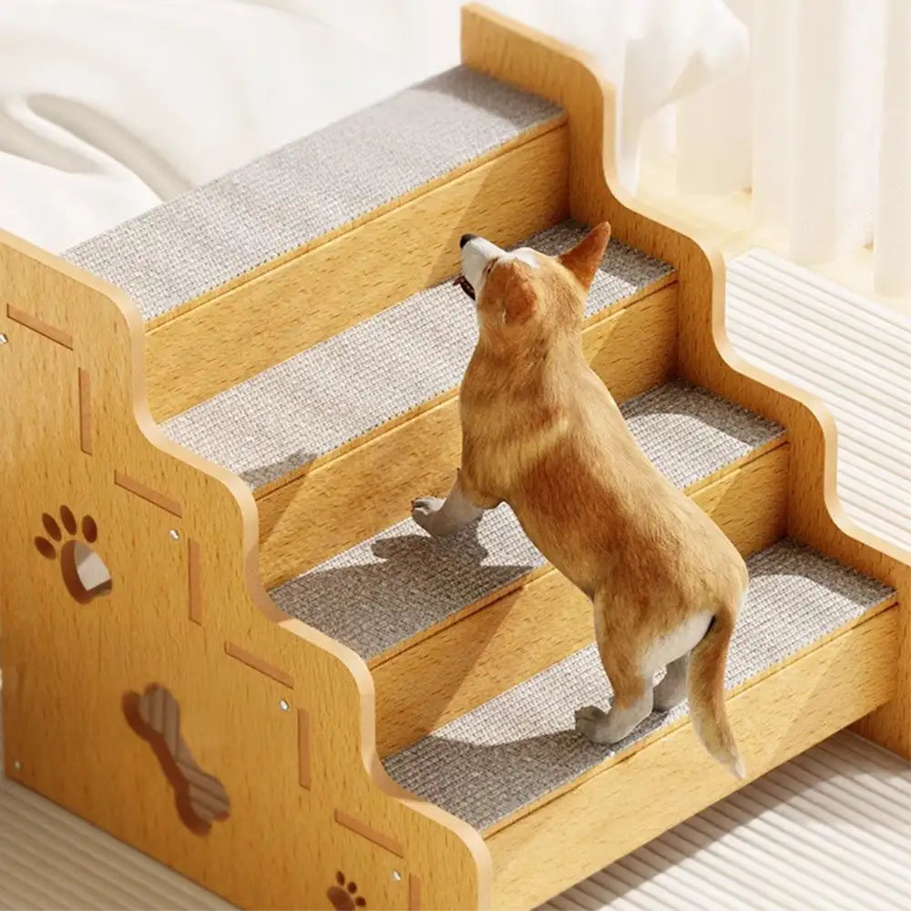Safe Sturdy Wood Non-Slip Dog Ramp Stairs - Dog Stairs detail view 2 | Petix pet supplies for dogs and cats