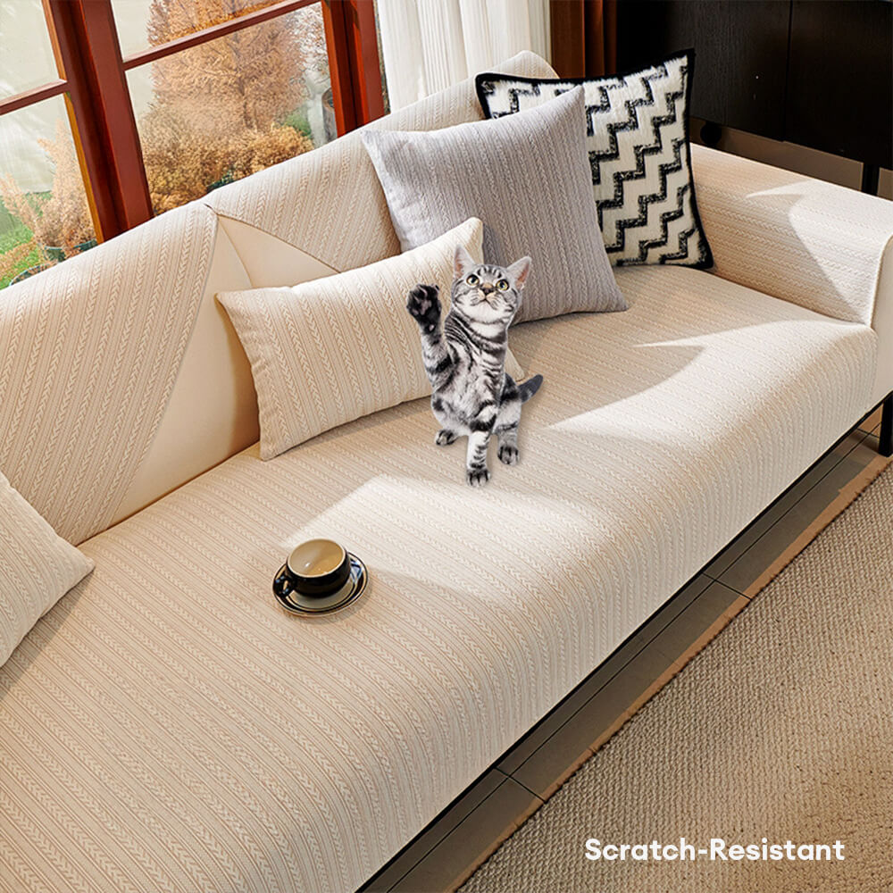 Minimalist Water-resistant Wheat Stripe Design Chenille Couch Cover... detail view 8 | Petix pet supplies for dogs and cats