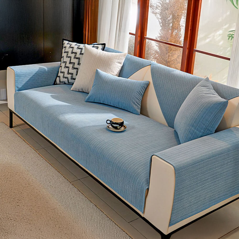 Minimalist Water-resistant Wheat Stripe Design Chenille Couch Cover... detail view 7 | Petix pet supplies for dogs and cats