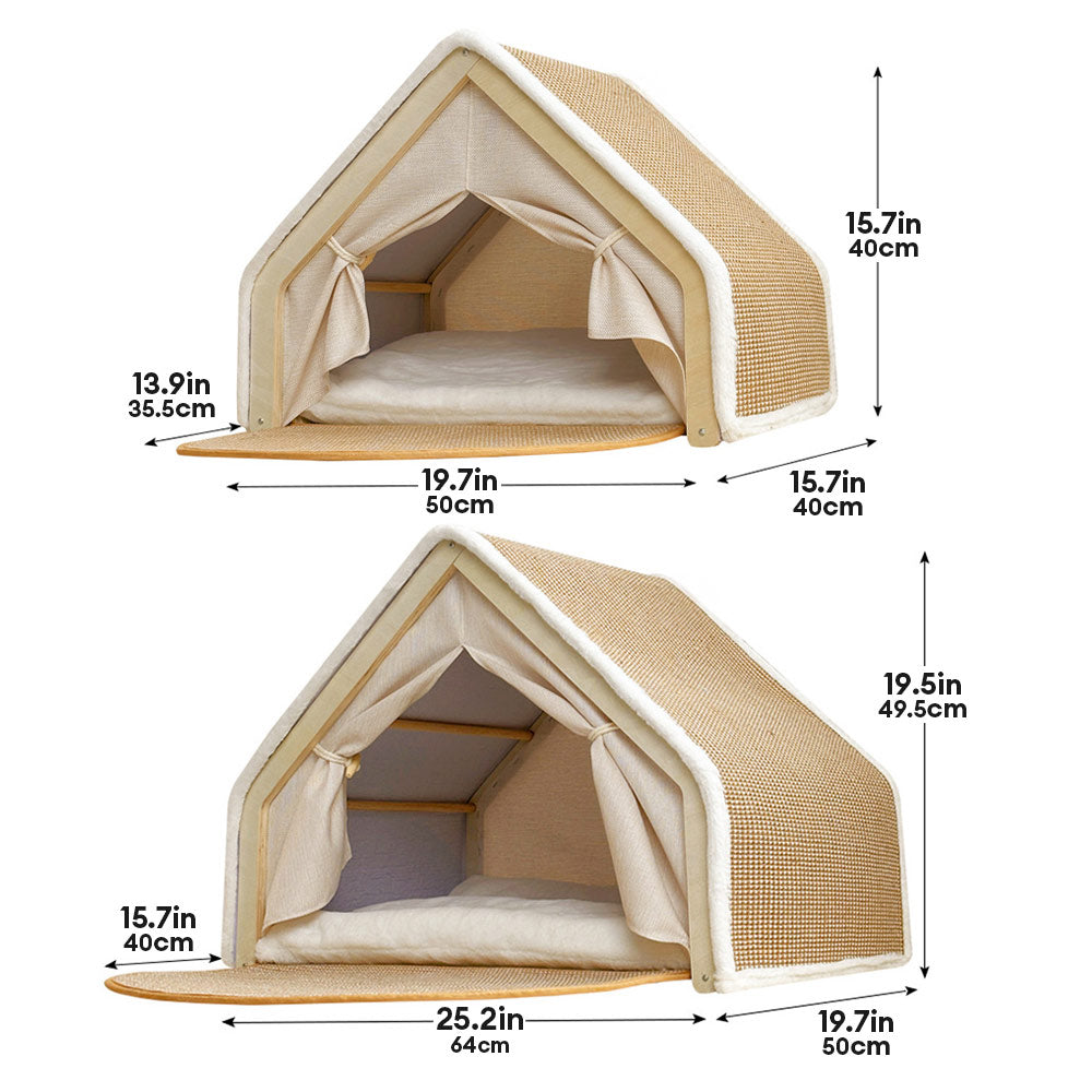 All-in-One Cat Tent with Scratching Roof and Cozy Sleepi... lifestyle and size view 10 | Petix pet supplies for dogs and cats