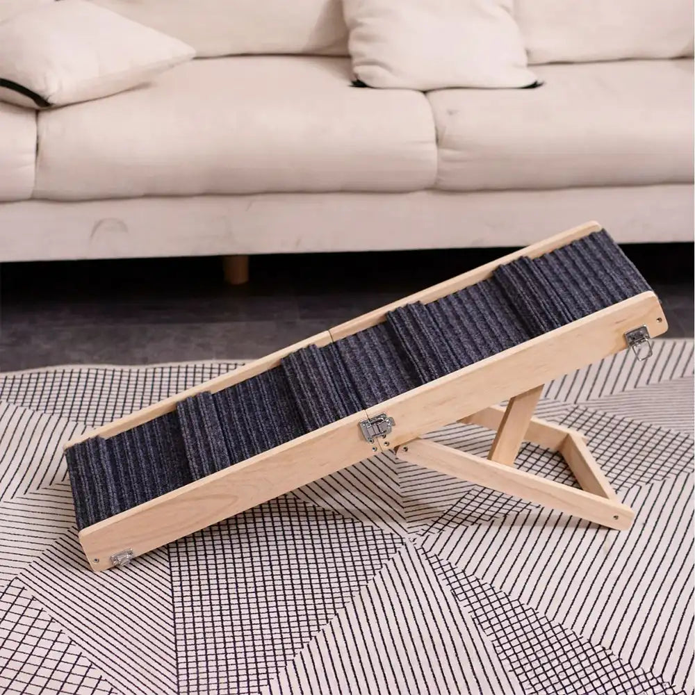 Wooden Dog Ramp 4 Levels Height Adjustable Foldable Dog Stairs - Dog... detail view 2 | Petix pet supplies for dogs and cats