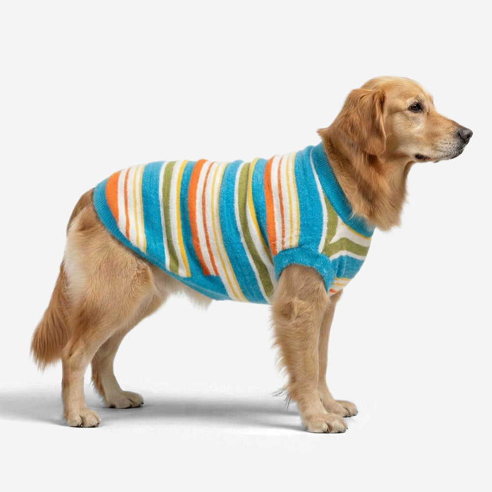 Color Blocked Striped Dog Sweater-Suitable For Large Dogs - Dog Apparel detail view 5 | Petix pet supplies for dogs and cats