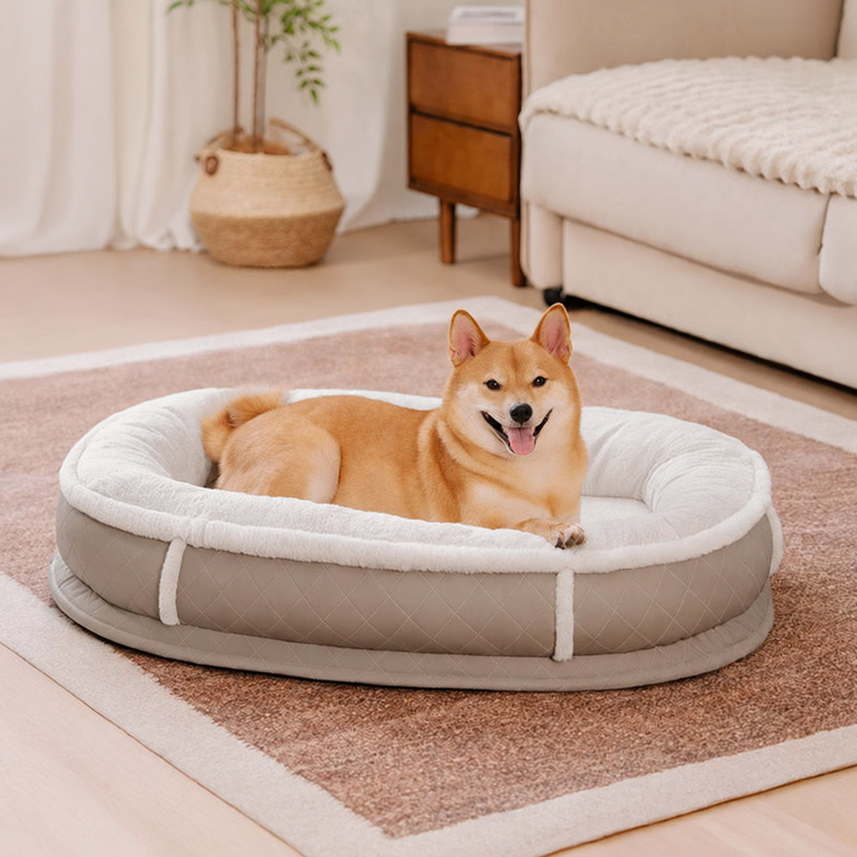 Deluxe Faux Leather & Plush Removable Orthopedic Donut Dog Bed - WarmNest