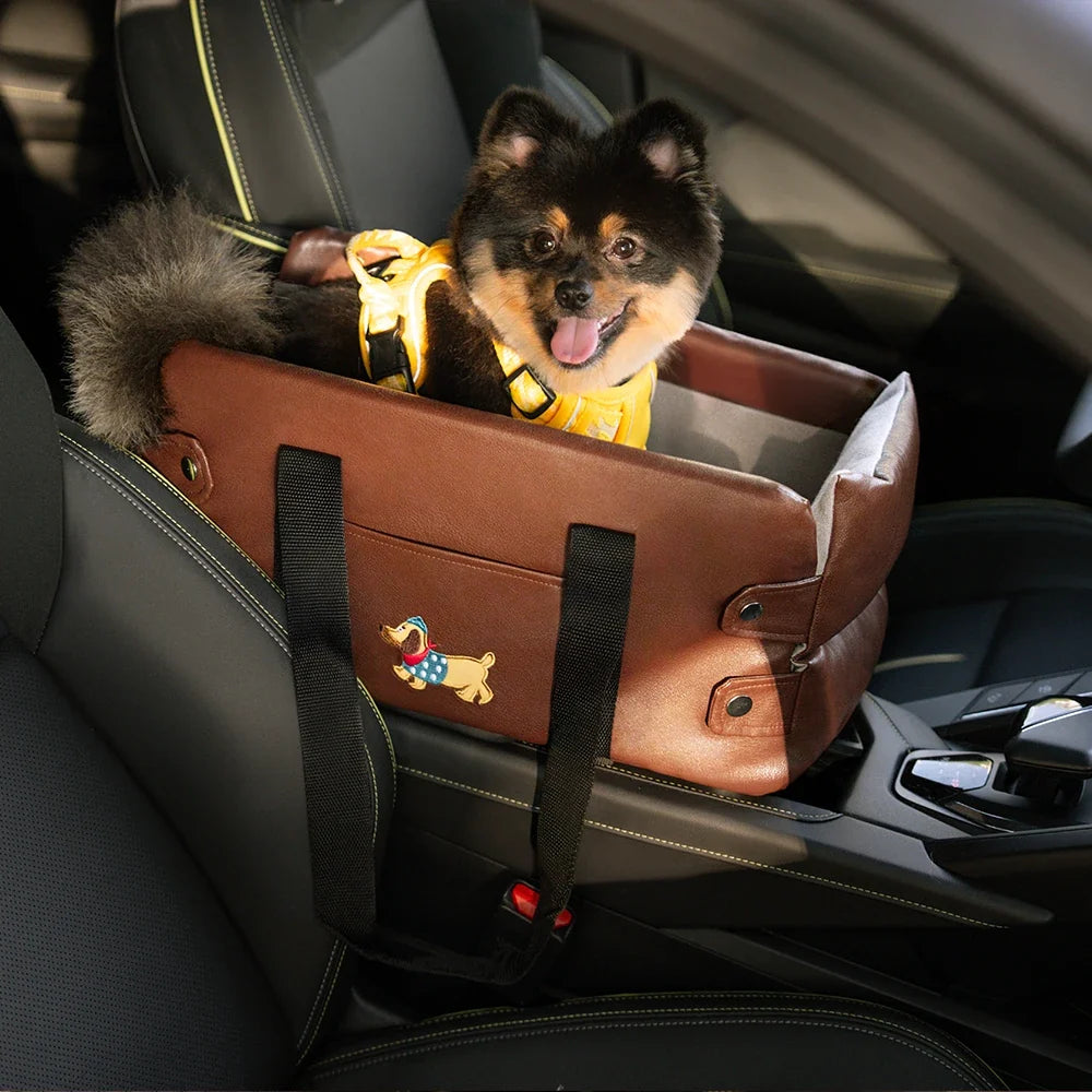 Portable Travel Faux Leather Waterproof Center Console Pet Car Seat... detail view 14 | Petix pet supplies for dogs and cats