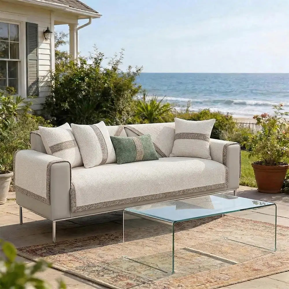 All-Season Modern Tweed Woven Chenille Anti-Slip Outdoor Couch Cover... detail view 12 | Petix pet supplies for dogs and cats