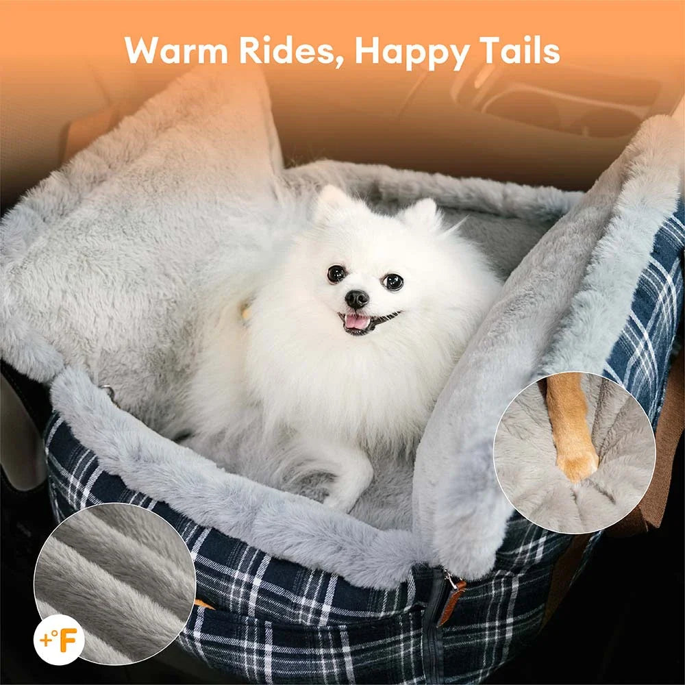 3 in 1 Fluffy Warmth Safe Dog Booster Car Seat Bed - Winter Cruiser... detail view 4 | Petix pet supplies for dogs and cats