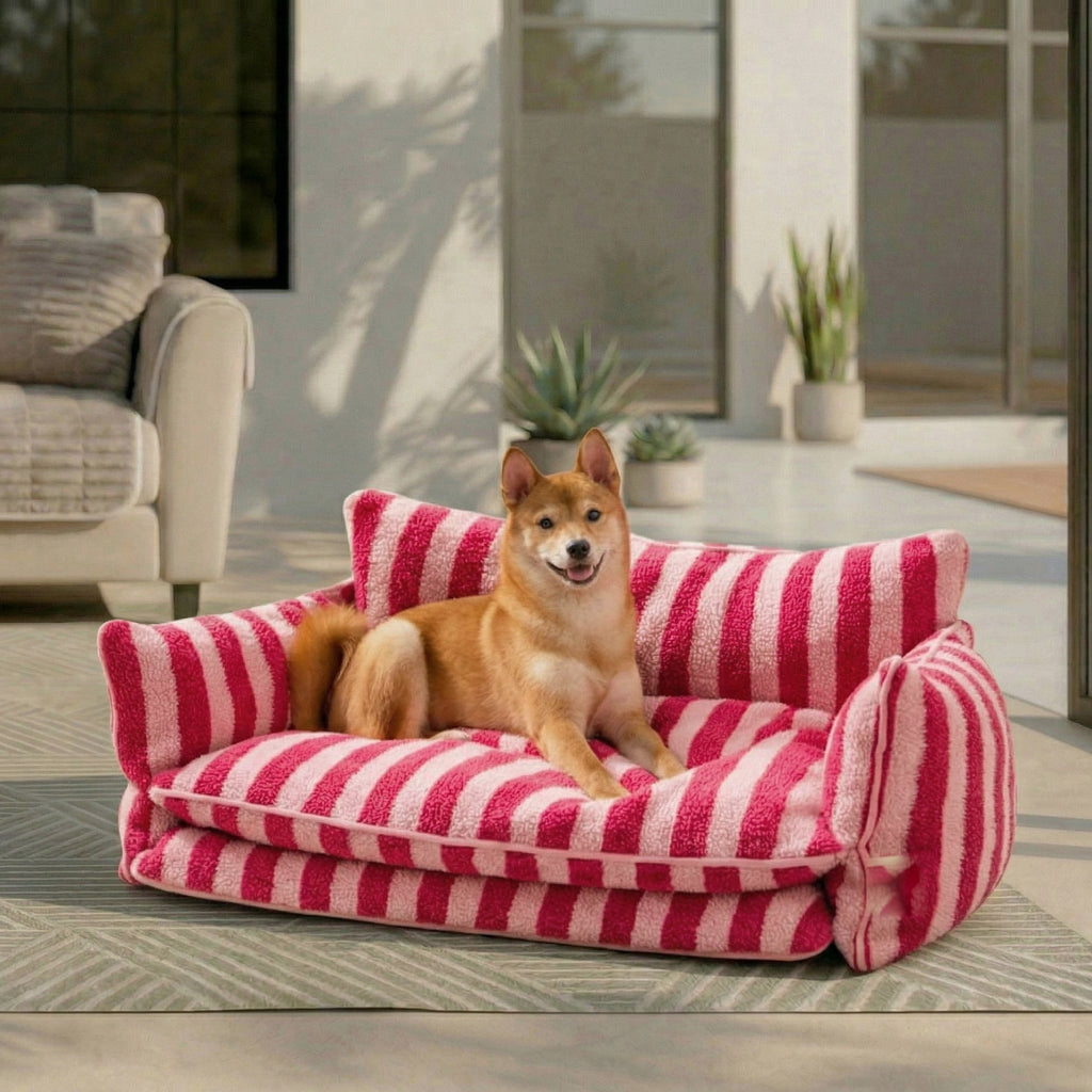 Trendy Striped Faux Lambswool Double Layer Dog & Cat Sofa Bed... main product image | Petix pet supplies for dogs and cats