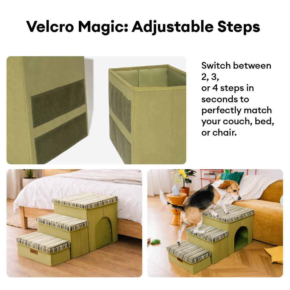 SnugNest Textured Stripe Dog Stairs with Storage - Dog Stairs detail view 6 | Petix pet supplies for dogs and cats