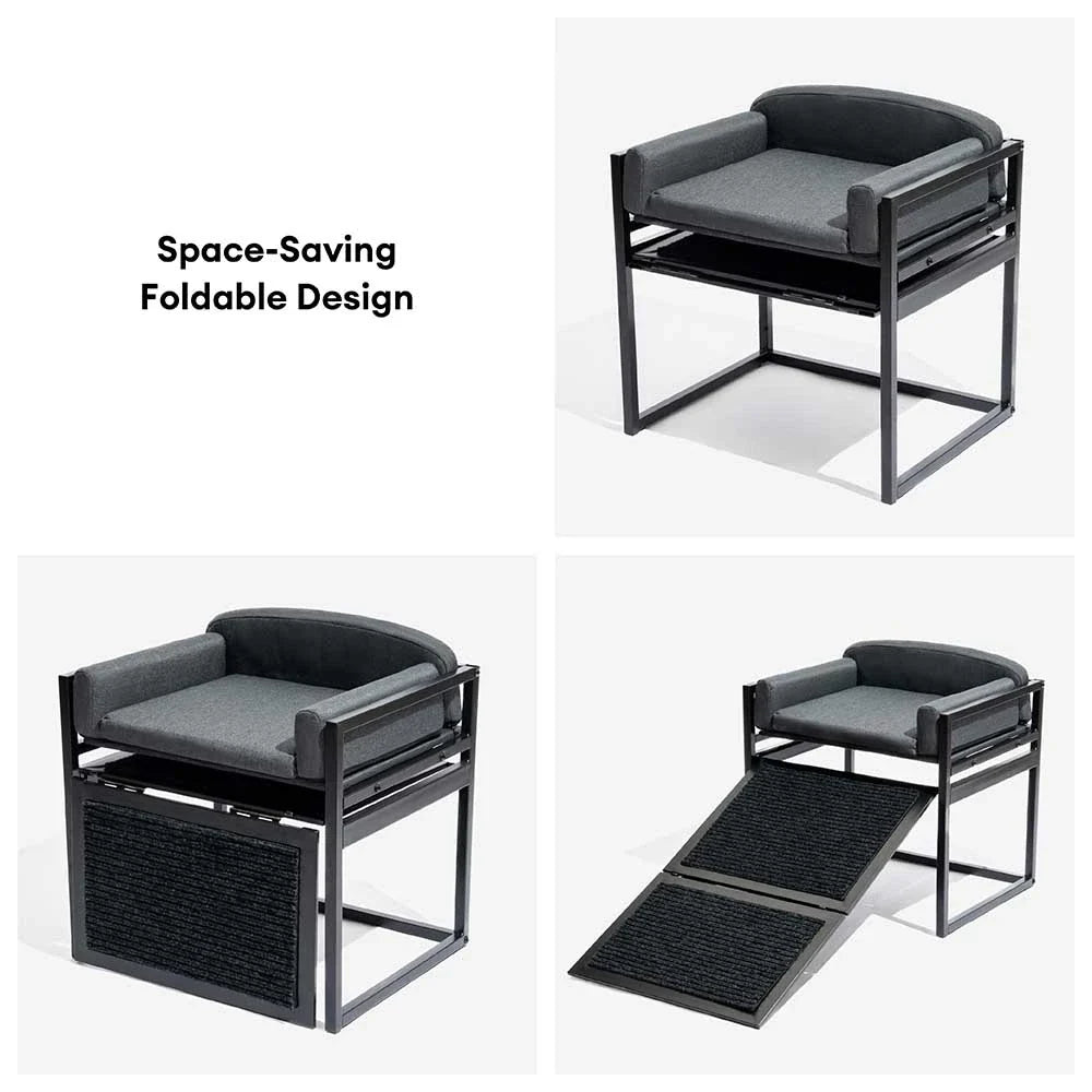 Elevated Pet Sofa Bed with Stairs Ramp for Bedside Lounge or Dog Wind... detail view 3 | Petix pet supplies for dogs and cats
