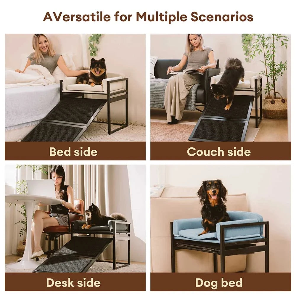 Elevated Pet Sofa Bed with Stairs Ramp for Bedside Lounge or Dog Wind... detail view 6 | Petix pet supplies for dogs and cats