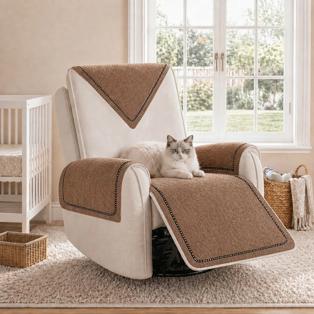Simple Modern Jacquard High-Weight Non-Slip Chenille Recliner Slipcov... detail view 6 | Petix pet supplies for dogs and cats