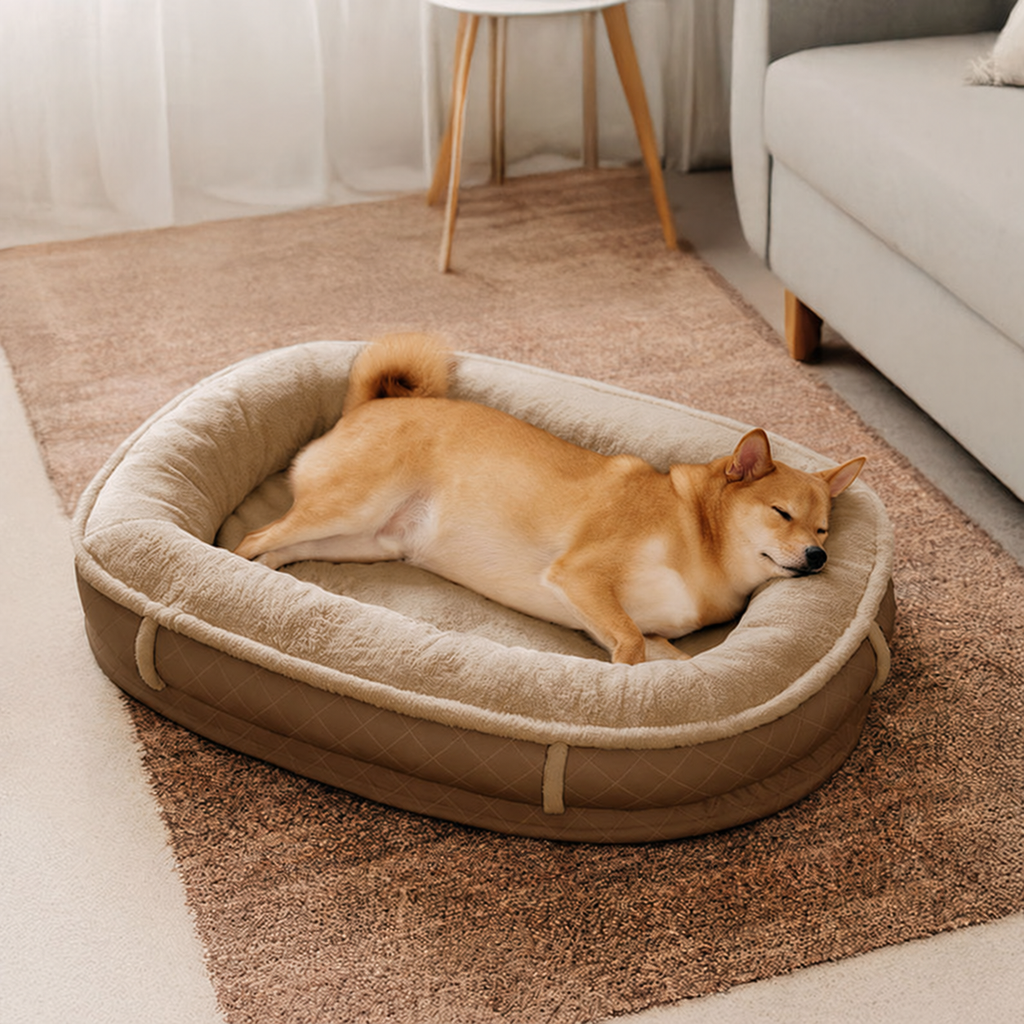 Deluxe Faux Leather & Plush Removable Orthopedic Donut Dog Bed - WarmNest