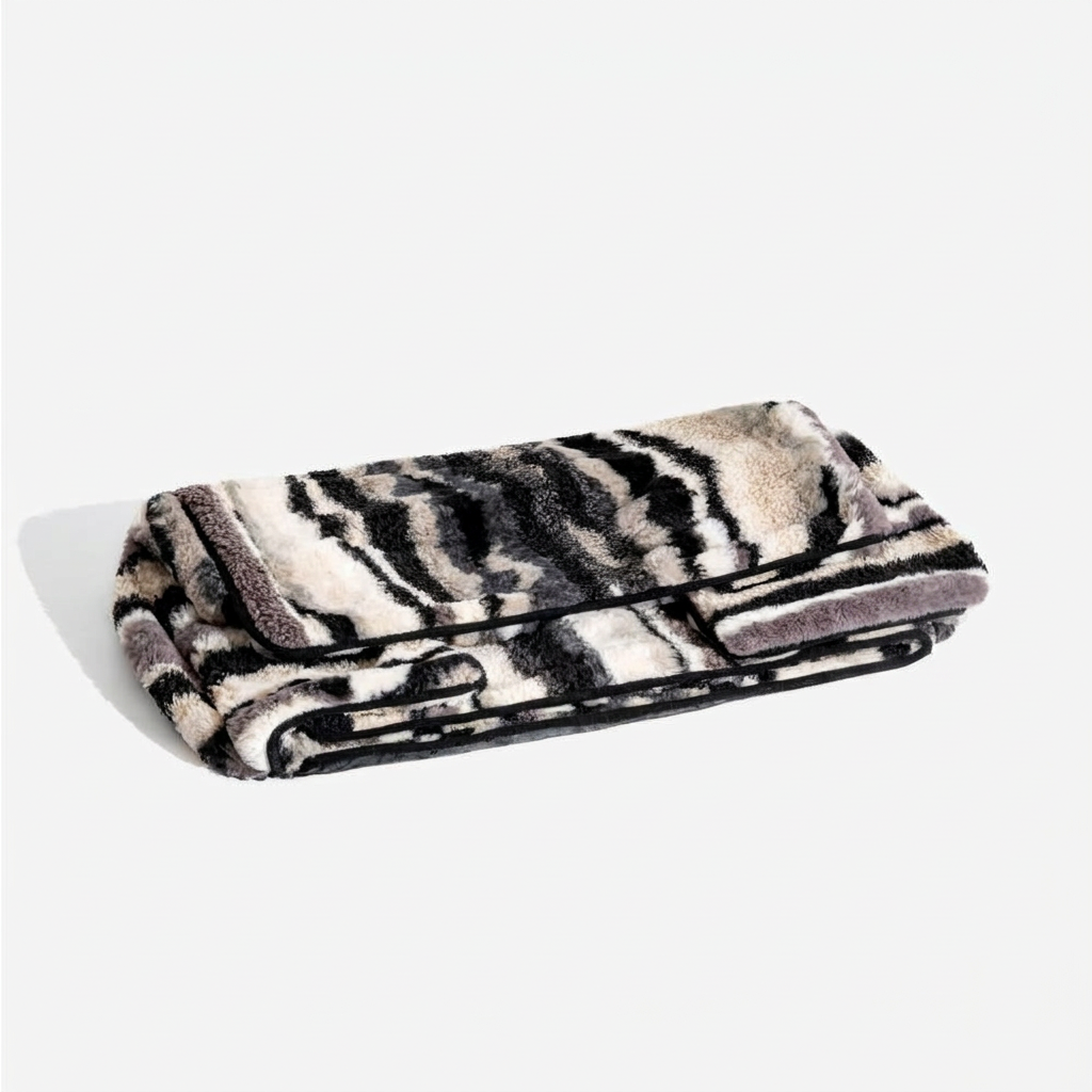 Trendy Striped Faux Lambswool Double Layer Dog & Cat Sofa Bed - Outdoor