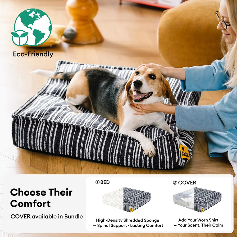 SnugNest Textured Stripe Storage Ottoman Dog Bed - Dog Beds detail view 11 | Petix pet supplies for dogs and cats