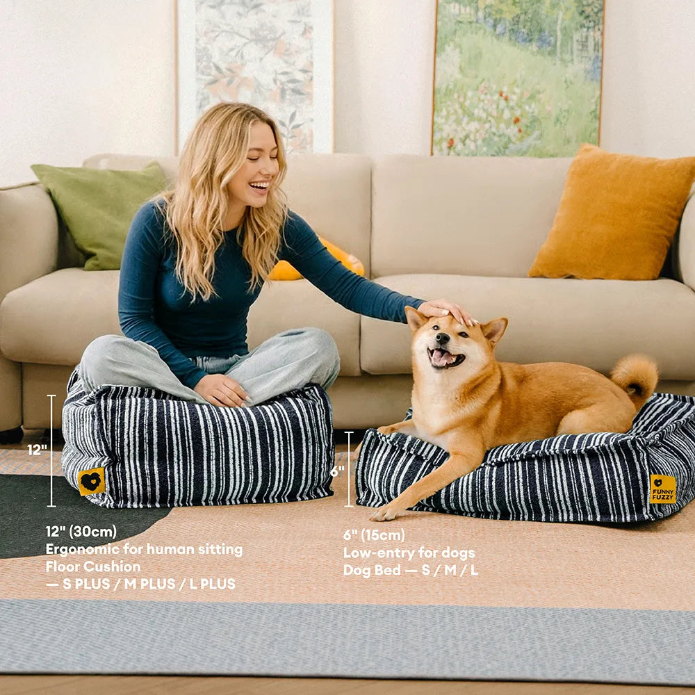 SnugNest Textured Stripe Storage Ottoman Dog Bed - Dog Beds detail view 9 | Petix pet supplies for dogs and cats