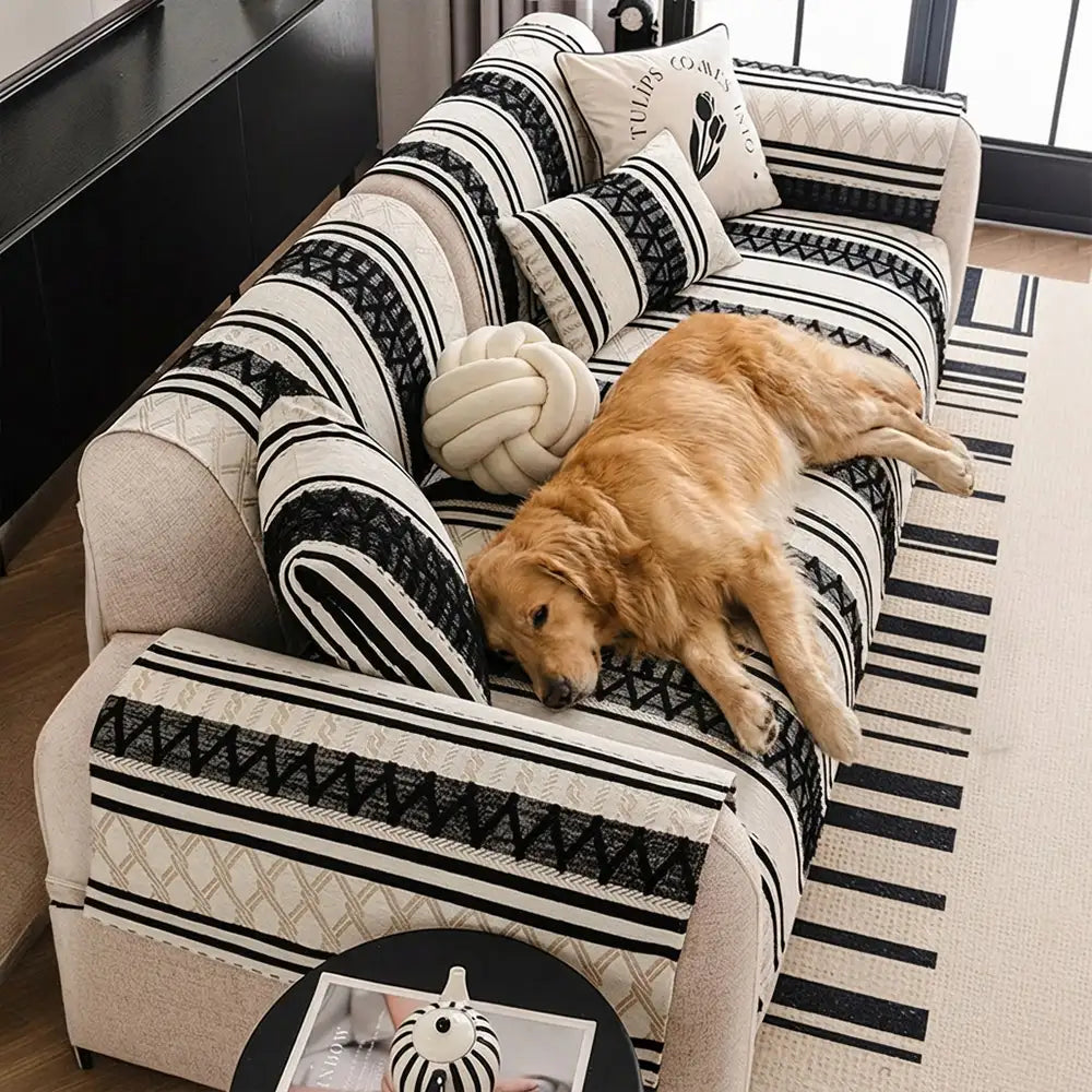 Bohemian Chenille Scratch-Resistant Durable Furniture Protection Cou... detail view 11 | Petix pet supplies for dogs and cats
